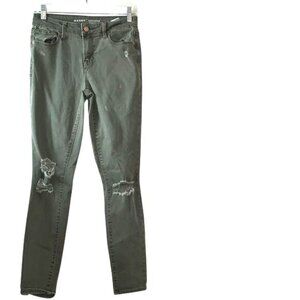 Old Navy Rockstar Mid-Rise Distressed Olive Green Skinny Jeans Womens Size 4 Reg